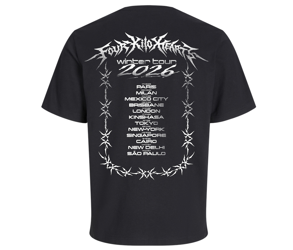 T-shirt noir “Winter Tour 2026” – Four Kilo Hearts